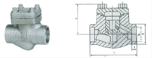H61H、H61Y型　PN800Lb 承插焊锻钢止回阀外形尺寸图